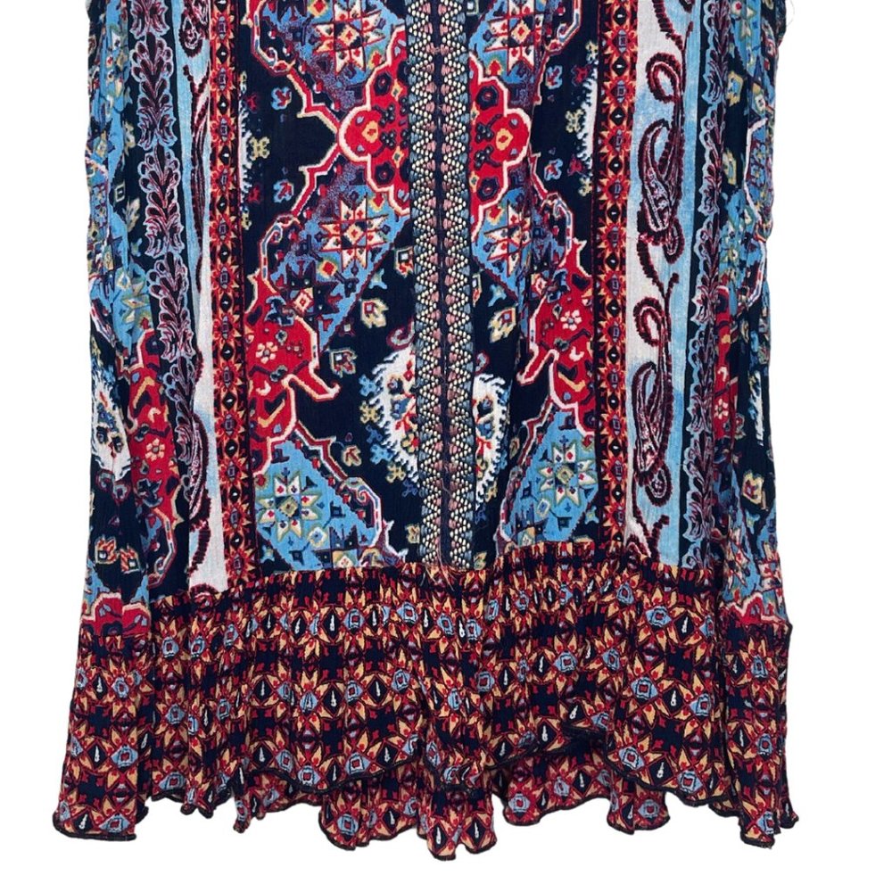 BILA | Boho Embroidered Floral Tunic Ruffle Sleeveless Blouse Tank Top | Size S - Picture 6 of 12